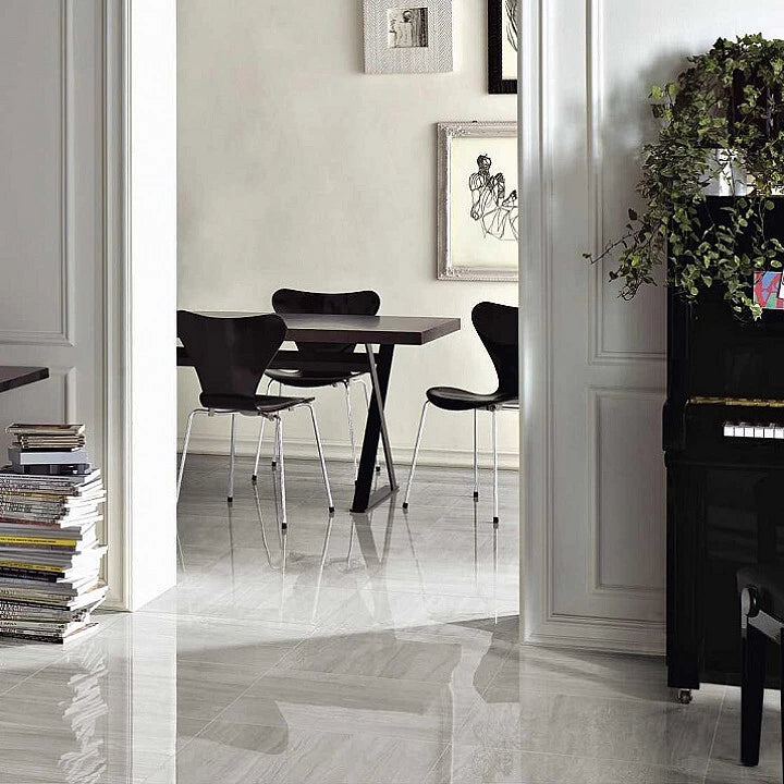 Imperiale Travertino Tiles Grigio Glossy Rt